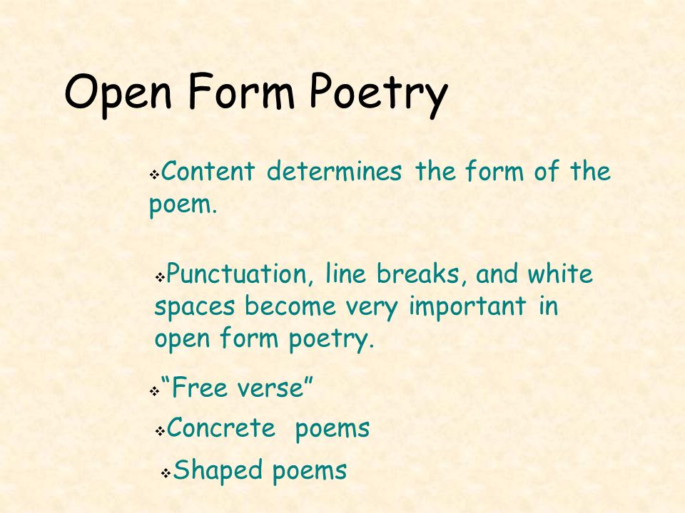 how to write an open form poem